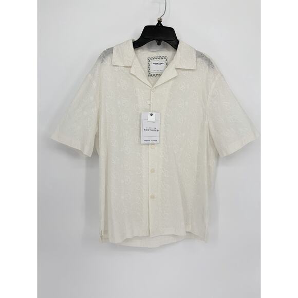 Denim & Flower Other - NWT Denim & Flower Ricky Singh Camp Shirt Mens S Ivory Eyelet Embroidered